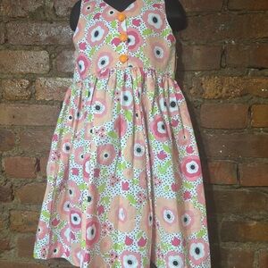 Girls Pink Floral Sundress with Button Details